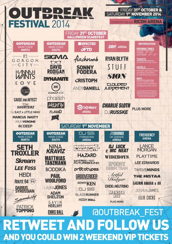 TheBasslineFest's tweet photo. Retweet &amp; Follow Us to be in with a chance of winning 2 WEEKEND VIP PASSES  to Outbreak Festival - 31st Oct &amp; 1st Nov http://t.co/D8sI4nritC