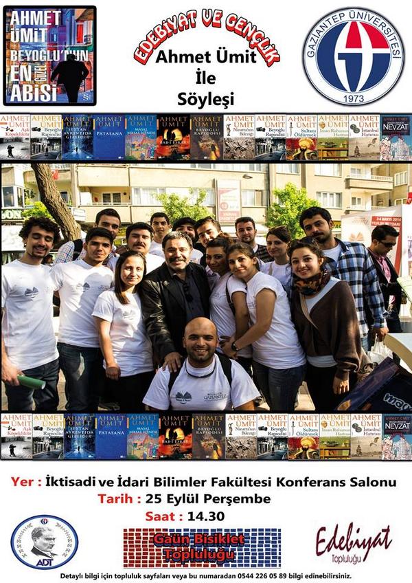 Ortak etkinlk olarak düzenlenecek olan söyleşi ve imza gününe bekliyoruz <a href="/baskomsernevzat/">Ahmet Ümit</a>  <a href="/gaunplatform/">GAÜN Platform</a>  <a href="/gaunhaber/">Gaziantep Üni Haber</a>