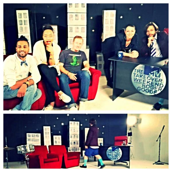 DJRogerGoode's tweet photo. Behind the scenes at the shoot for the #MTVTakeOverWeekend !
Look who popped in to say hi ! @mtvza http://t.co/IJlHmAln00