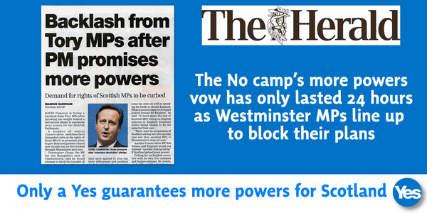 YesScotland's tweet photo. There's only ONE way to guarantee Scotland gets the powers we need: Vote YES  http://t.co/vi5hIIlf83 #indyref http://t.co/4pv9V5S2p5