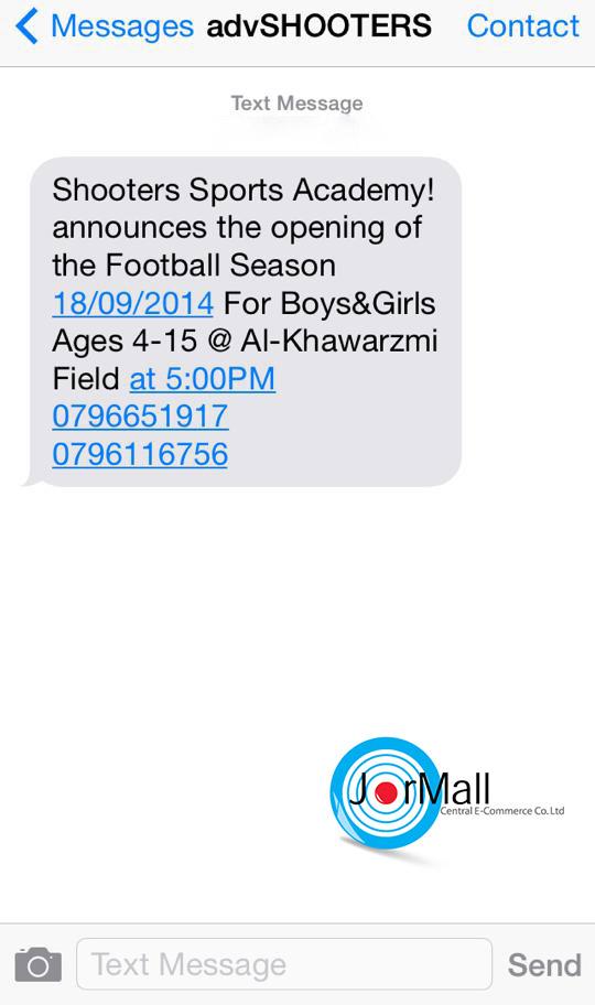 JorMallJordan's tweet image. Our SMS to you for today is from Shooters Sports Academy
#Digitalmarketing #SMSdelivery #OnlineMarketing #JorMall #JO