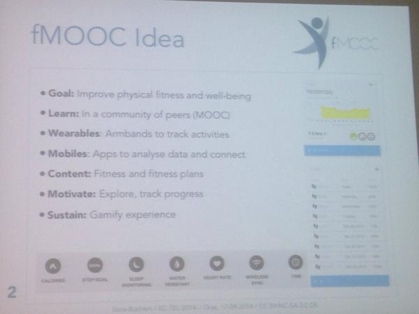 Beruthiel7's tweet photo. Active Ageing w/ wearable tech @mediendidaktik speaking now integrating peer learning into a MOOC framework #csmlt14 http://t.co/HqLvdamneb