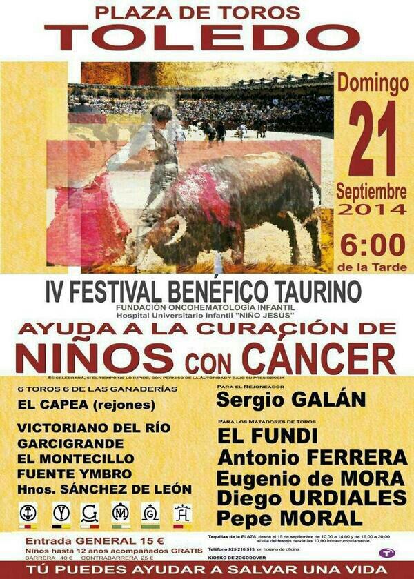 Como cada año todo nuestro apoyo al festival de este domingo en Toledo por los niños con cáncer