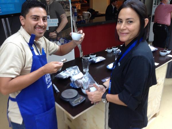 Prepping for our comparative cultivar and processing cupping. Come join us at 14:45. #kaffeecampus