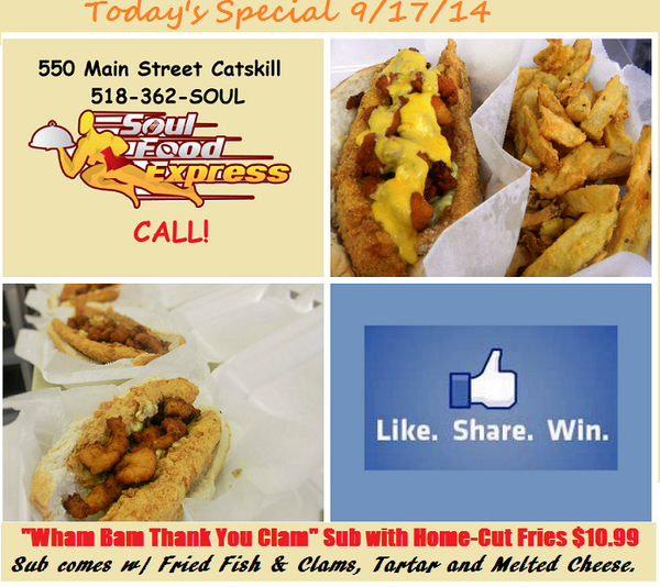 SoulFoodExpress's tweet photo. Today's Special   
#albanyny #518 #hudsonny #845 #kingstonny http://t.co/ztx6IQMZdH