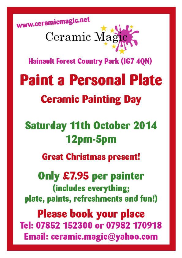 DoMoreRed's tweet image. Make your own #personalised plates with #CeramicMagic at #HainaultForestCountryPark on Sat 11 Oct 12-5pm £7.95 pp