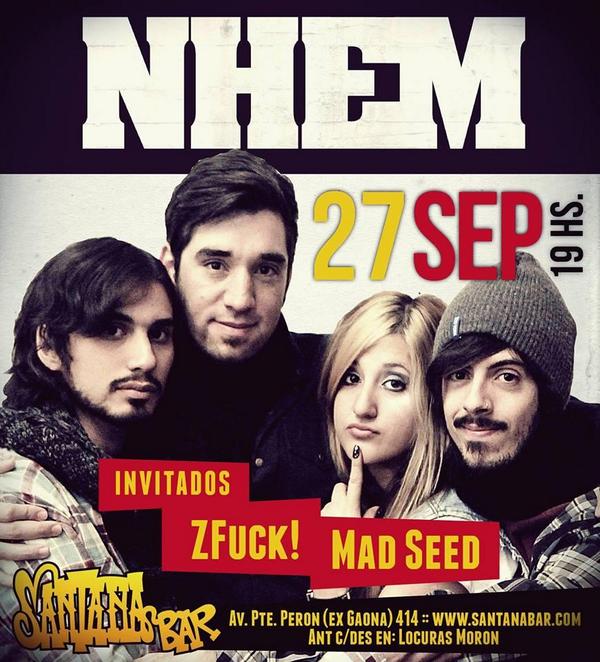 PlanetaEnter's tweet photo. #Agendalo El 27/9 @Nhemmusic detonará la noche de @SantanaBarOK junto a @MadSeedMusic y #zfuck de invitados! #IGroso http://t.co/Q4vI22FxST