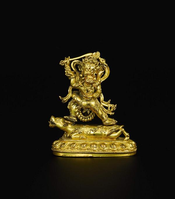 Sothebys's tweet image. #AuctionUpdate: This Gilt-bronze Figure of Raktayamari and Consort soared to $485k - over 6x the high est. #AsiaWeek