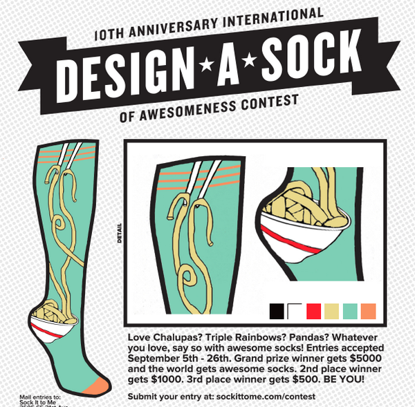 My yummy Ra-Ra Ramen design for 10th Anniversary <a href="/SockItToMeInc/">SockItToMe</a> Design*A*Sock Contest! #DASC14 #SockItToMe #RaRaRamen