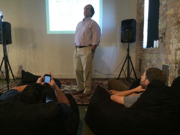 1MillionCupsPRO's tweet photo. Getting comfy at the meeting this morning #1MC learning about customer segments and fly fishing http://t.co/EskbDBOUxn