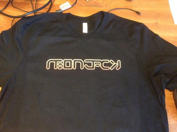 NeonJackGame's tweet photo. Picked up #NeonJack shirts in time for #OculusConnect. Thanks, LogoMagik! http://t.co/1ILxD3Zd5P