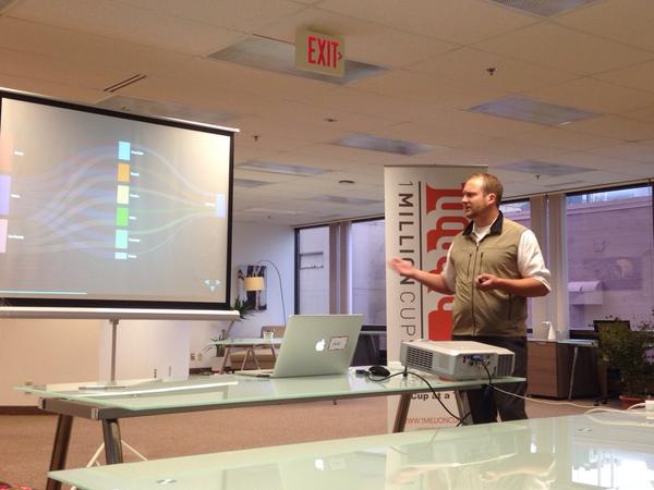 1MillionCupsANC's tweet photo. Alaska Booker presenting this morning on his online tourism business. Killing it in a full house. #1MC http://t.co/5sjfPpmJiq