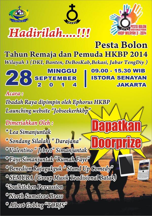 PestaTrp's tweet photo. Hai...Remaja &amp; Pemuda HKBP, jangan lewatkan PESTA BOLON, acaranya seru, rame dan asik, juga bisa bertemu banyak teman http://t.co/it2soCXngL