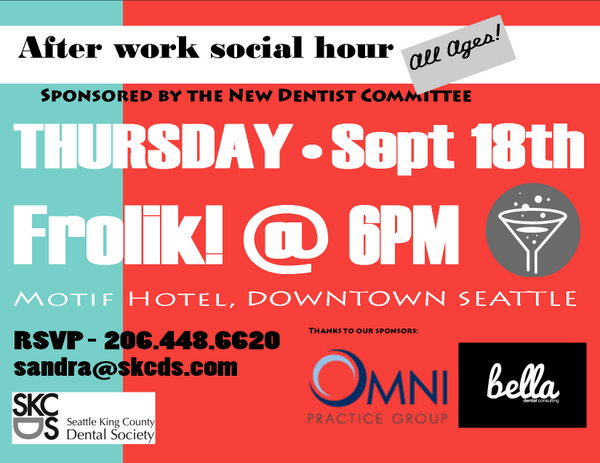 SeattleKCDS's tweet photo. Free beer and cocktails tomorrow! SKCDS Happy Hour, 8 pm at Frolik! in downtown Seattle. RSVP sandra@skcds.com. http://t.co/3RrLKzLdh7