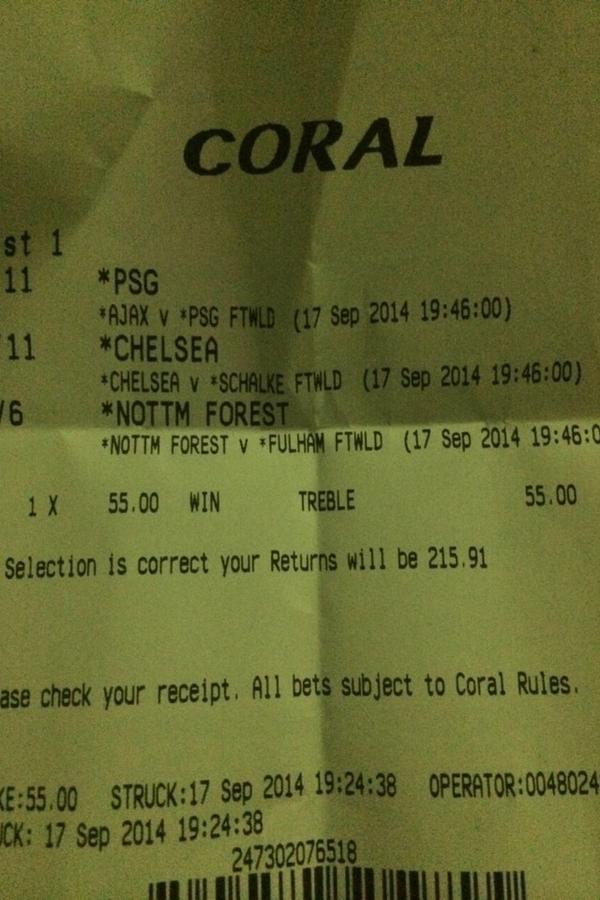 BigBobsBankers's tweet photo. Tonight's treble http://t.co/SXVbrq5kJA