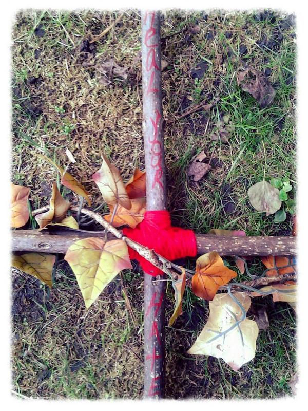 AineOuellette's tweet image. Since hater neighbors kept stealing/destroying r pentacles we opted 2 try a cross 2 heal their hate. #ReligiousUnity