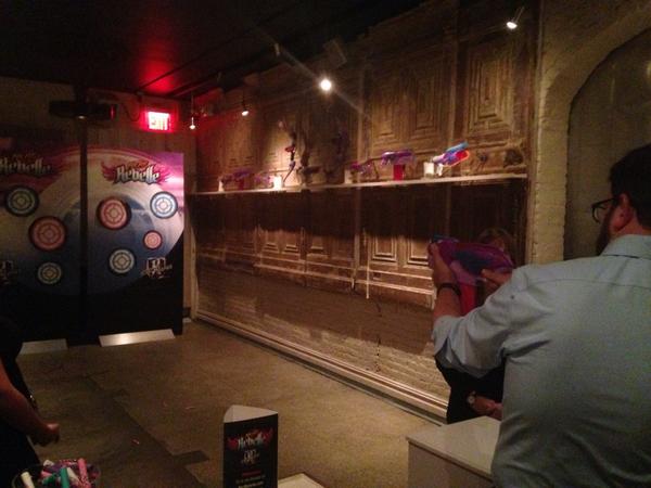 Guests putting their blasting skills to the test at the #NerfRebelle Secrets &amp; Spies event!