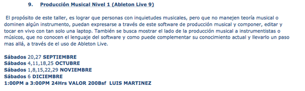 FriCntrl's tweet photo. Taller Trimestral de Introducción a la Producción Musical en #AbletonLive9 @BibliotecaLPG Info: http://t.co/VTiajjR8OS APROVECHA