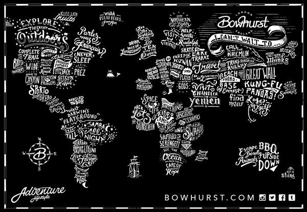 Bowhurst's tweet photo. Creating the #bowhurst world map. João Neves shows his typographic skills! https://t.co/AxdOF1Saxk http://t.co/glA8S1QJ2L