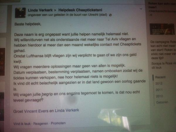 EversVD's tweet photo. Iedereen die gaat vliegen boek nooit meer bij @CheapTicketsNL @lufthansa #schandal @avrotrosradar http://t.co/lAOUDmoEUf