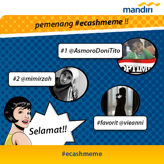 livinpoin's tweet photo. Penasaran siapa pemenang #ecashmeme yuk ucapkan selamat kepada @AsmoroDoniTito @mimirzah @vieanni http://t.co/PRqlg3405s