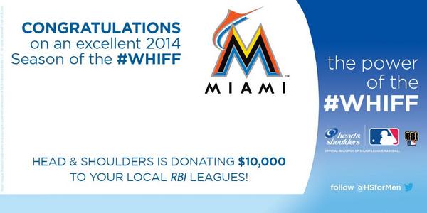 Headshoulders's tweet photo. What an awesome #Whiff season for @Marlins fans. We are honored to donate $10K to @MarlinsRBI. http://t.co/eXYj8e1VRs