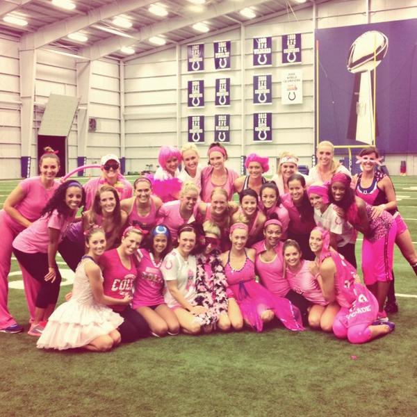 ColtsCheer's tweet photo. Tonight's practice was themed around Breast Cancer Awareness month! #PinkOut2014 #PinkPractice http://t.co/3jLlfx0flw