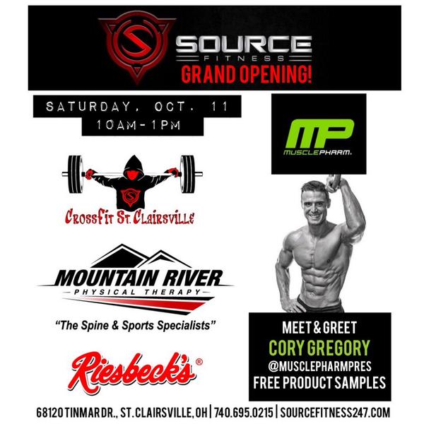 SourceFit247's tweet photo. It's no fun doing it alone. So we've got grand opening partners! @MusclepharmPres @MusclePharm @MtRiverPT Riesbeck's http://t.co/kYfyUVYdlP