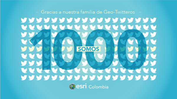EsriColombia's tweet photo. Gracias a toda nuestra familia de Geo-Twitteros. Ahora somos 1000. http://t.co/pSzpltaRZI