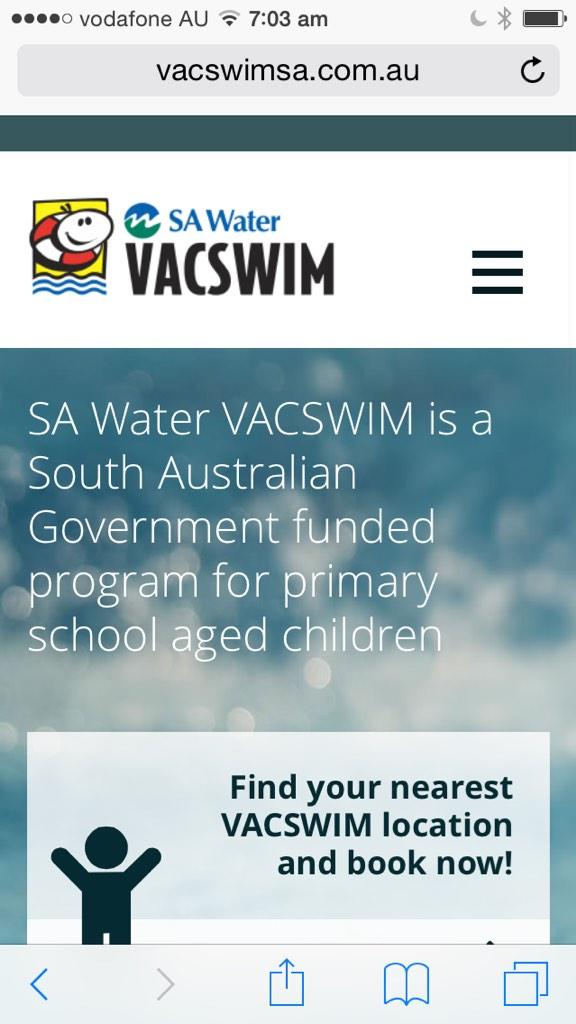 <a href="/VACSWIMSA/">VACSWIMSA</a>  now has a mobile website vacswimsa.com.au <a href="/SurfLifeSA/">Surf Life Saving SA</a>
