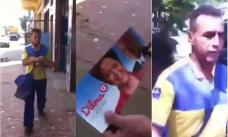 JornalOGlobo's tweet photo. Vídeo: carteiro uniformizado é flagrado entregando propaganda de Dilma. http://t.co/VSd7DYo041 http://t.co/8RsK4mbi1R