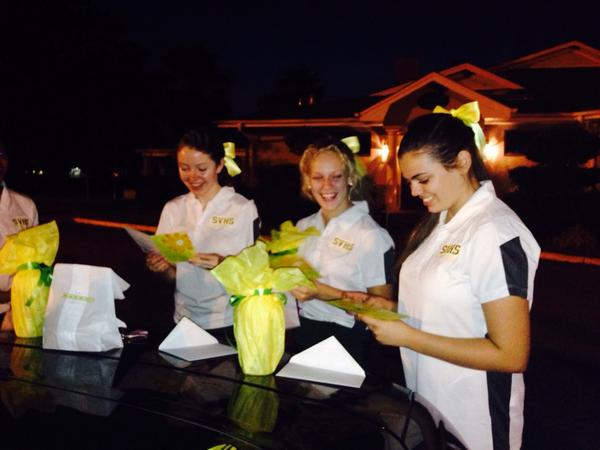 Senior gifts! Last match of the season! It's a win! #richlandtwo #SVHS