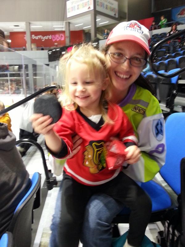 AllTime_Rose's tweet photo. The niece is excited for @goicehogs hockey and even got a souvenir from @Broady181! #HockeyIsBack http://t.co/O1FRBHRHcQ