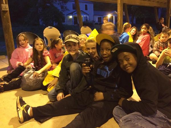 Ready for campfire (under the pavilion because of rain), but we're excited nonetheless #rainwontstopcamp
