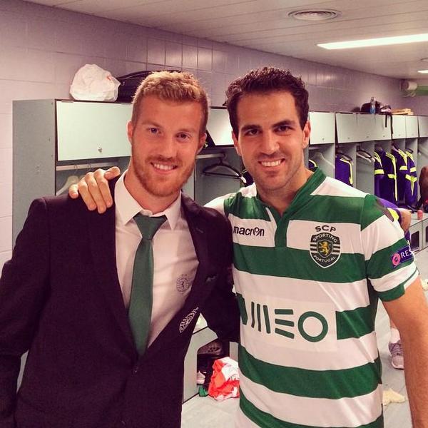 Cesc with <a href="/Urirosell/">Oriol Rosell</a> after the game