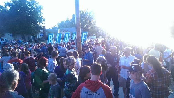 Blake's block party is bananas!  B-A-N-A-N-A-S! Seriously though, this crowd goes all the way down the street!