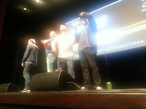 eringater's tweet photo. Front row Impractical Jokers, a.k.a @thetenderloins ...best Tuesday night I've ever had. #TheTenderloins http://t.co/iwt0i3VHG7