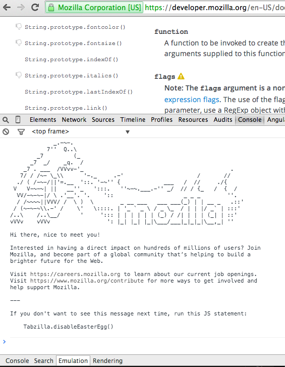 dvalentiate's tweet photo. I feel like a traitor. This easter egg made me smile. #mozilla http://t.co/tRkA79JYMZ