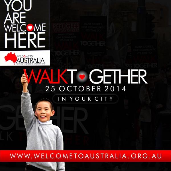 welcomingaus's tweet photo. Racism. Prejudice. Vilification. Cruelty. Fear. Injustice.

These have no place in Australia.

#walktogether Oct 25. http://t.co/i5dCG9T3NM