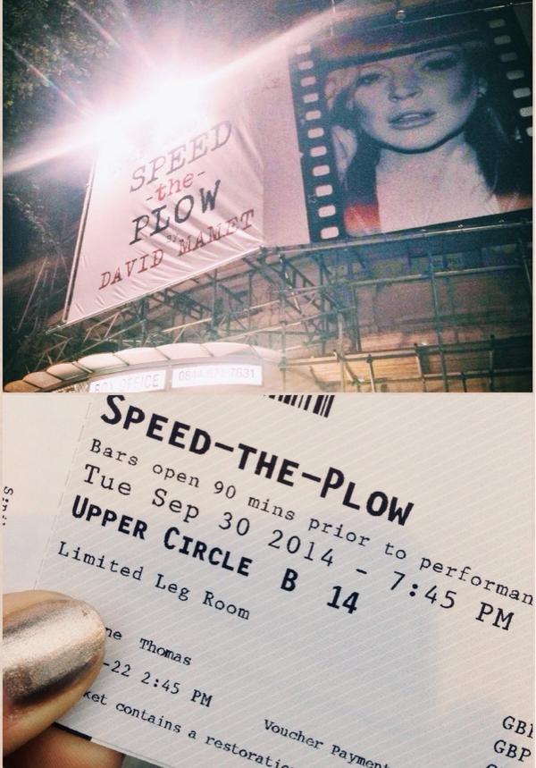 katietweets26's tweet photo. Really enjoyed @speedplow last night. Great performances from the whole cast and @lindsaylohan is a babe ❤️ http://t.co/aaKCQiyNi3