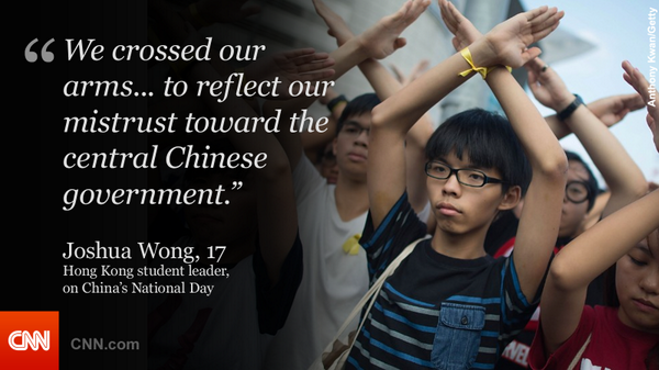 HongKongProtest's tweet photo. Hong Kong students are defiant on China’s National Day  #OccupyCentral #UmbrellaRevolution http://t.co/bPAkJgS4G4