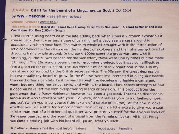 Seems the oldest man alive has left us a Amazon review this morning. This made me laugh!