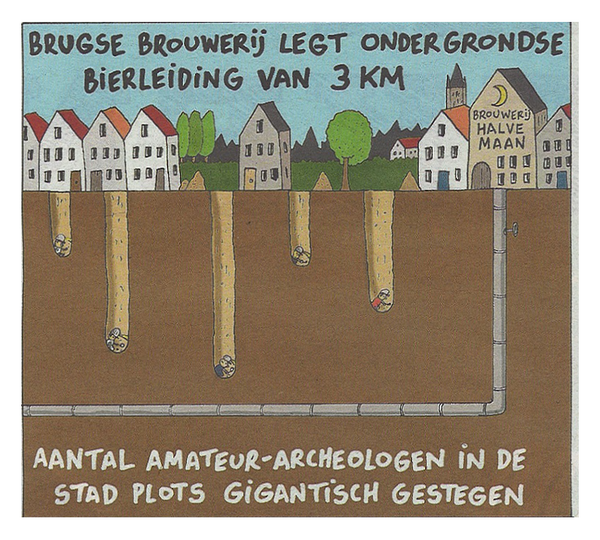 BrugseZotBruges's tweet photo. Aantal amateur-archeologen in #Brugge fors gestegen... #cartoon #streekkrant http://t.co/2ktNtXSJqX