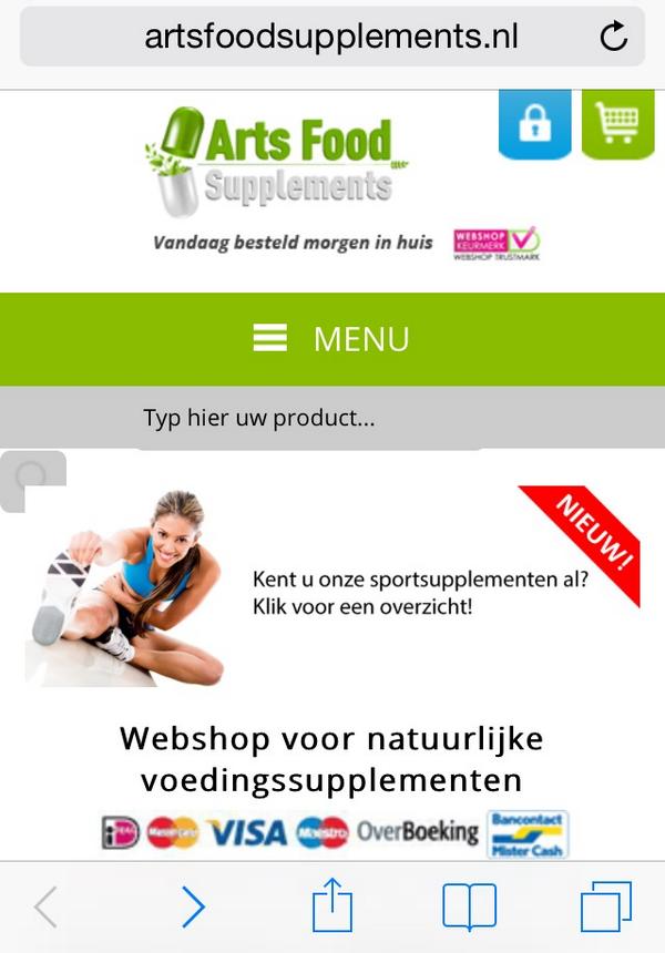 Overzichtelijk en makkelijk #voedingssupplementen bestellen bij #ArtsFoodSupplements kan vanaf nu via uw smartphone.