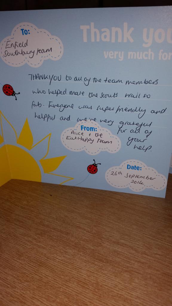 Thanks for the amazing recognition from the <a href="/EatHappyProject/">EatHappyProject</a> for hosting the first scout trail in store <a href="/JezButwell/">Jez Butwell</a>