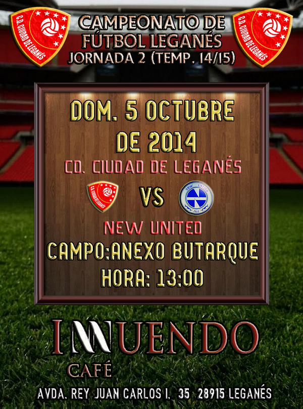 cdciudadleganes's tweet photo. Próxima jornada 5 de Octubre de 2014 @ciudadleganes vs @newunited_CF a las 13:00h. en el Anexo Butarque, os esperamos http://t.co/vZRbbBRIiU