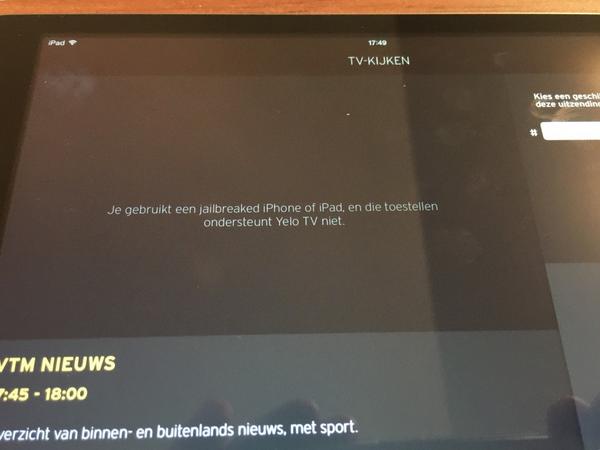 Mmartain's tweet image. @Telenet en nu we toch bezig zijn. iOS 8.0.2 en die ipad is NIET jailbroken... #rommel #needbetterdevs