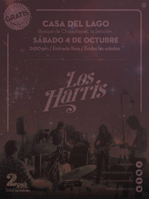 VAN <a href="/LosHarris/">Los Harris</a>: Jálense este sábado 4 a <a href="/CasadelLago/">Casa del Lago UNAM</a> a las 2pm, día de campotocada Los Harris en Chapultepec. Libre.