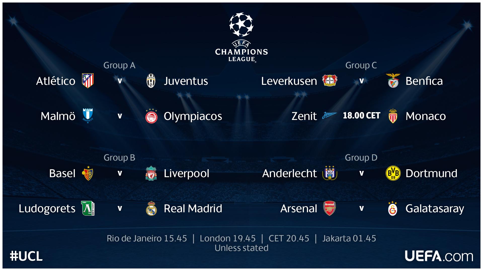 blæse hul erhvervsdrivende ego Uživatel UEFA Champions League na Twitteru: „Here's the complete list of  tonight's exciting #UCL fixtures. Which match are you most looking forward  to & why? http://t.co/MQh6ifNQLD“ / Twitter