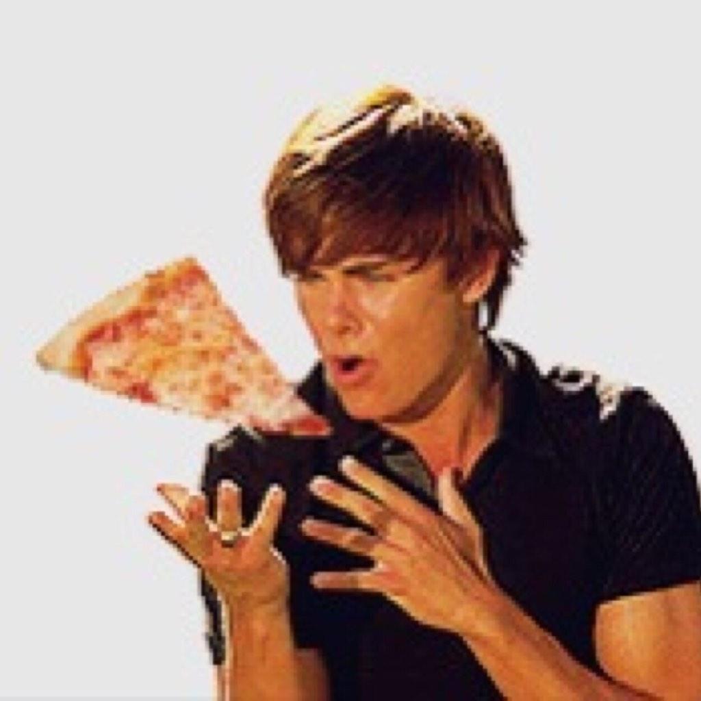 Happy birthday  u v cute & v funny heres a pic of Zac Efron singing to pizza 
